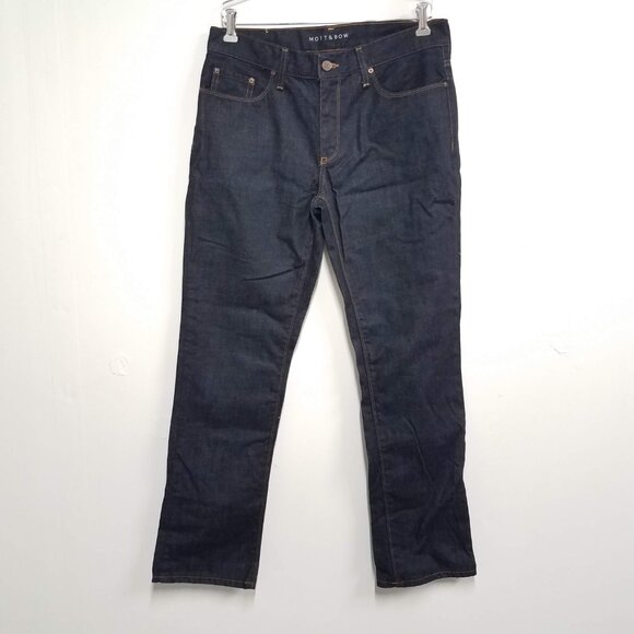 Mott and Bow Jeans Blue Mens 32x32 Straight Dark Wash Denim MB912-32-RT-RAW-9 - Picture 2 of 10